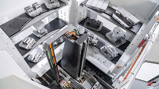 Blick auf die zwei Speichermodule des HS flex-Systems von Hermle