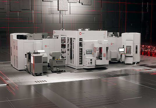 RS 2 GEN2 robot system adapted to two HERMLE five-axis machining centres C 32