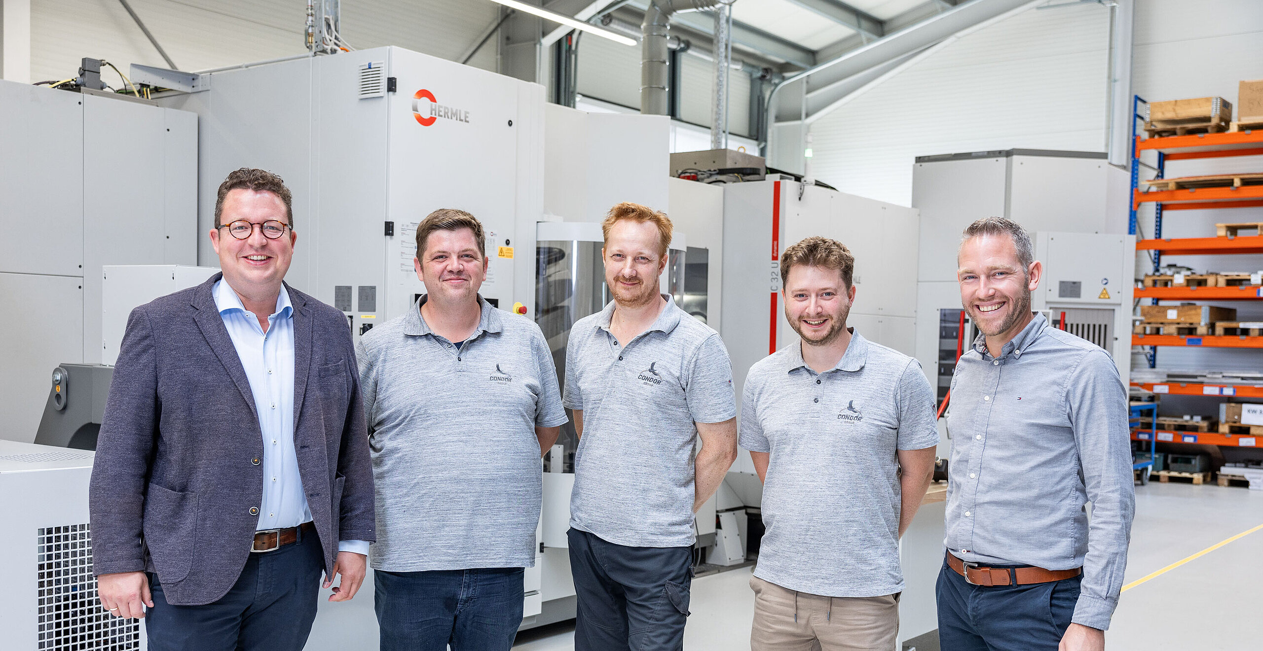Condor team: Dominik Schulte, Managing Director; Sebastian Rusche, Milling Department Manager; Oleg Peters, CNC Milling Tool Operator; Erhardt Jost, Programmer and Sebastian Ilsen, Operations Manager