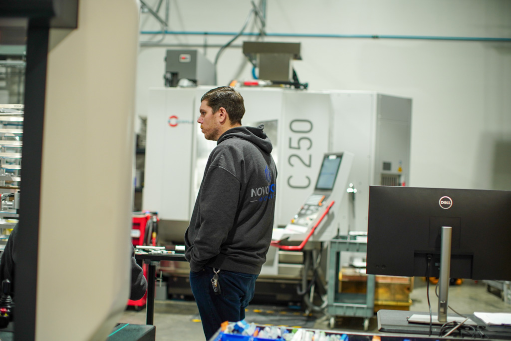 Novo Modo, a precision manufacturing shop located in Mount Vernon Washington, built an efficient environment of CNC machines with dedicated CMMs for every cell.